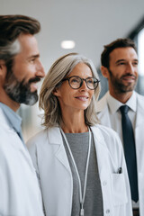 Fototapeta premium diverse team of healthcare professionals collaborates swiftly in hospital setting