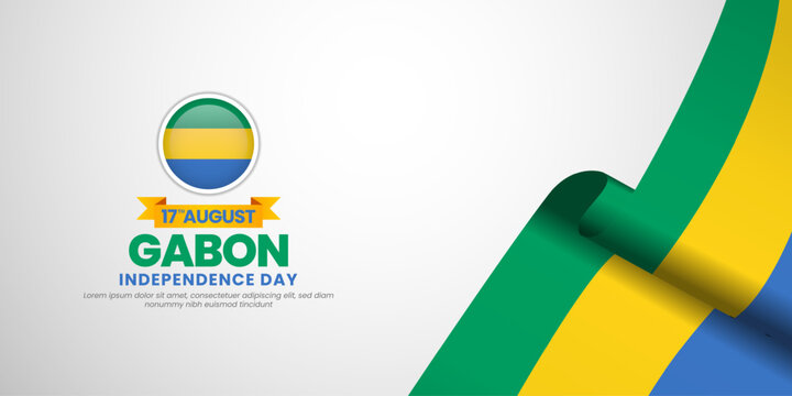 Gabon flag for independence day banner background with blank space area