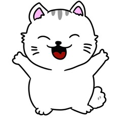 happy cartoon white cat