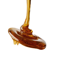 Close-up of honey pouring, dripping, and swirling