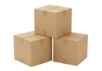 Fototapeta premium Isolated Stack of Three Cardboard Boxes for Shipping and Moving