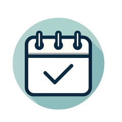 Calendar icon with checkmark and teal background schedule