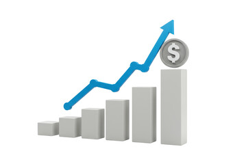 Isolated Financial Growth Chart with Dollar Coin