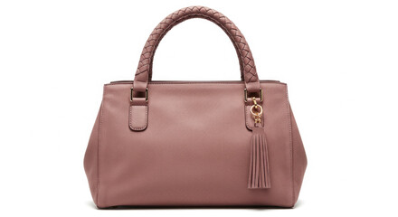 Naklejka premium Elegant Dusty Rose Braided Handle Tote Bag.