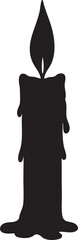 Vector Gothic-Inspired Lit Black Candle with Dripping Wax and Subtle Shadows in Melancholic Composition