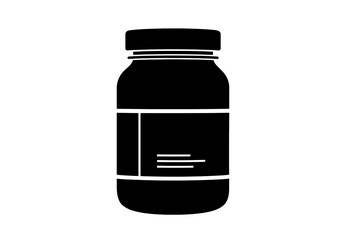 Isolated Black Silhouette of a Medicine Bottle for Treatment