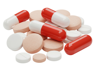 Isolated Variety of Colorful Pills and Capsules for Healthcare