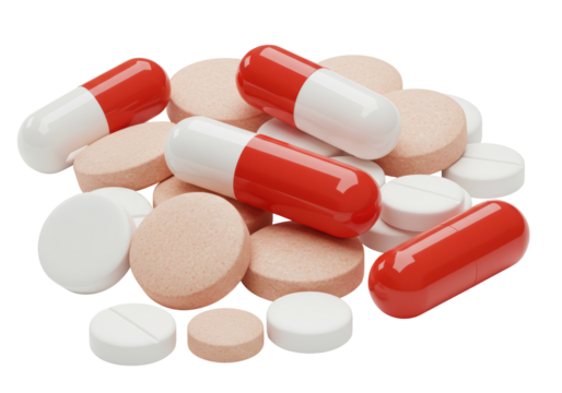 Isolated Variety of Colorful Pills and Capsules for Healthcare