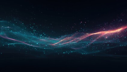 Obraz premium Abstract swirling, glowing particles on dark background