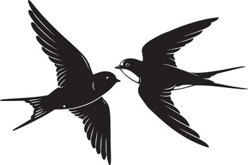 Obraz premium Black headed gull and eagle vector illustrations flying bird silhouettes with detailed wings and feathers perfect for nature and freedom designs