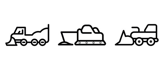 snowplow outline or line icon design bundle.