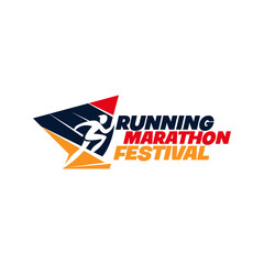 Fototapeta premium Run Running Club Marathon Logo Vector Illustration.