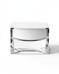 "Isolated image of a cosmetic cream jar and bottle, sleek glass containers with smooth cream texture, beauty and skincare theme, elegant and minimalistic design, white background	