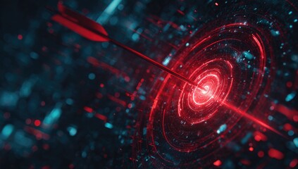 Red arrow hitting digital target