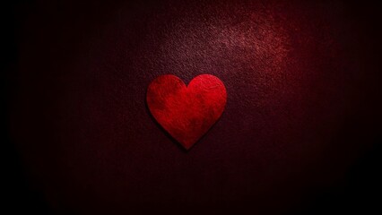 Abstract red heart symbol on textured dark background, evoking deep emotions with dramatic lighting.