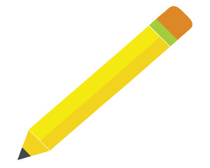 A yellow pencil with an orange eraser isolated on white background Ai Generated