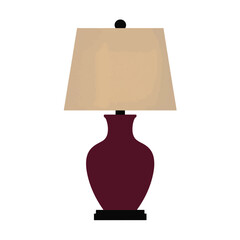 Obraz premium Stylish lamp silhouette with burgundy shade on white background, elegance