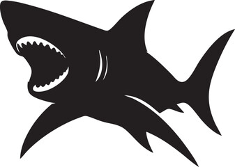 Vector Minimalist Shark Illustration in Side Profile with Streamlined Body and Aggressive Expression

