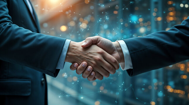 Smart logistics, Global business concept. Businessman making handshake for successful business - Powered by Adobe