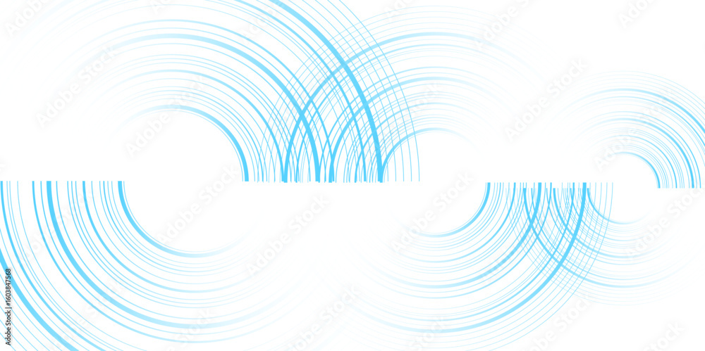 Poster blue minimal circular abstract dynamic lines isolated on white background. future technology banner 
