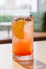 Refreshing summer lemonade with orange and lemon slices