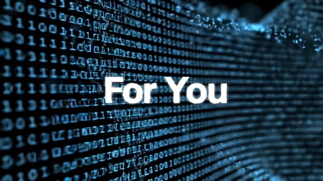 Concept of personalization and customized content with 'For You' text on a digital binary code stream.