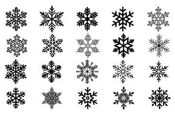 Snowflake Silhouette Icon Set
