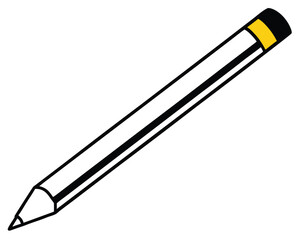 A white pencil with a yellow eraser isolated on white background Ai Generated