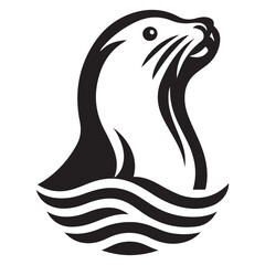 Sea Lion Logo Template, Sea Lion Brand Identity Vector Image Isolated on White Background