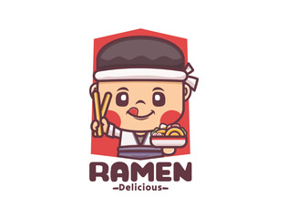 ramen chef cartoon character, cartoon mascot and food.