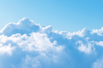 View above the clouds with soft light