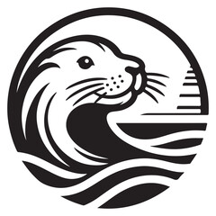 Sea Lion Logo Template, Sea Lion Brand Identity Vector Image Isolated on White Background