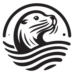 Sea Lion Logo Template, Sea Lion Brand Identity Vector Image Isolated on White Background