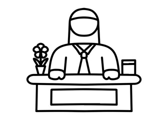 A business woman works on his laptop at a desk in a modern office