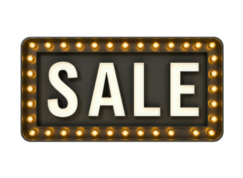 Vintage marquee sign sale isolated on transparent background
