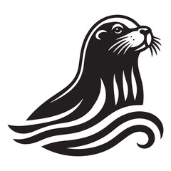 Sea Lion Logo Template, Sea Lion Brand Identity Vector Image Isolated on White Background