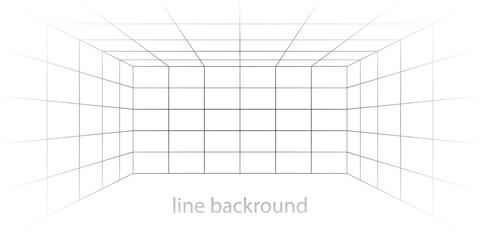 Empty futuristic digital box room white background with black grid space line color surface. EPS 10
