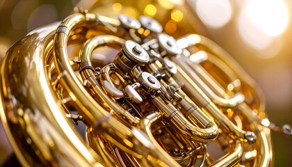 Close-up of a brass French horn (1)