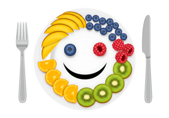 Smiley Face Made of Fruit