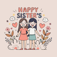 National Sisters Day Vector Illustration  Happy Sisterhood, Love, and Friendship