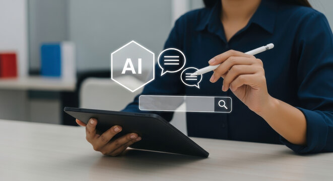 Exploring ai technology artificial intelligence digital transformation with tablet and stylus for innovation - Powered by Adobe