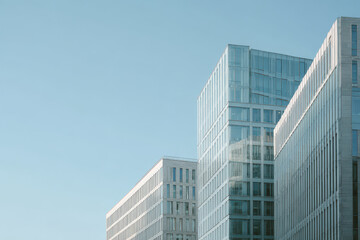 Obraz premium modern architectural facades without people featuring office buildings with reflective glass surfaces