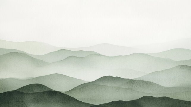 Soothing artwork with fading mountains creating a tranquil atmosphere. - Powered by Adobe