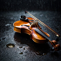 violin on black background