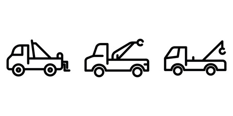 tow-truck outline or line icon design bundle.