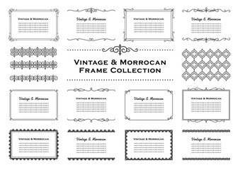vintage frame set 9_black／ビンテージフレーム・モロッカン・ビクトリアンオーナメントのセット／モノクロ