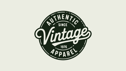 Fototapeta premium Authentic Vintage Apparel Since 1976 Dark Green Retro Logo on Beige Background