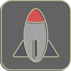 Icon rocket. Military and war elements. Icon in embossed style.