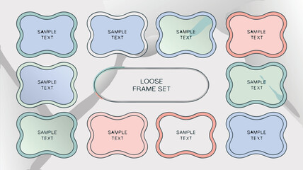 Decorative Frame Set Illustration Featuring Rounded Shapes in Pastel Colors with Sample Text Placeholder