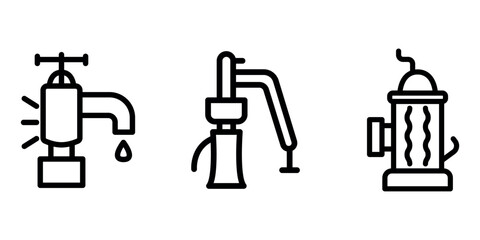 water-pump outline or line icon design bundle.